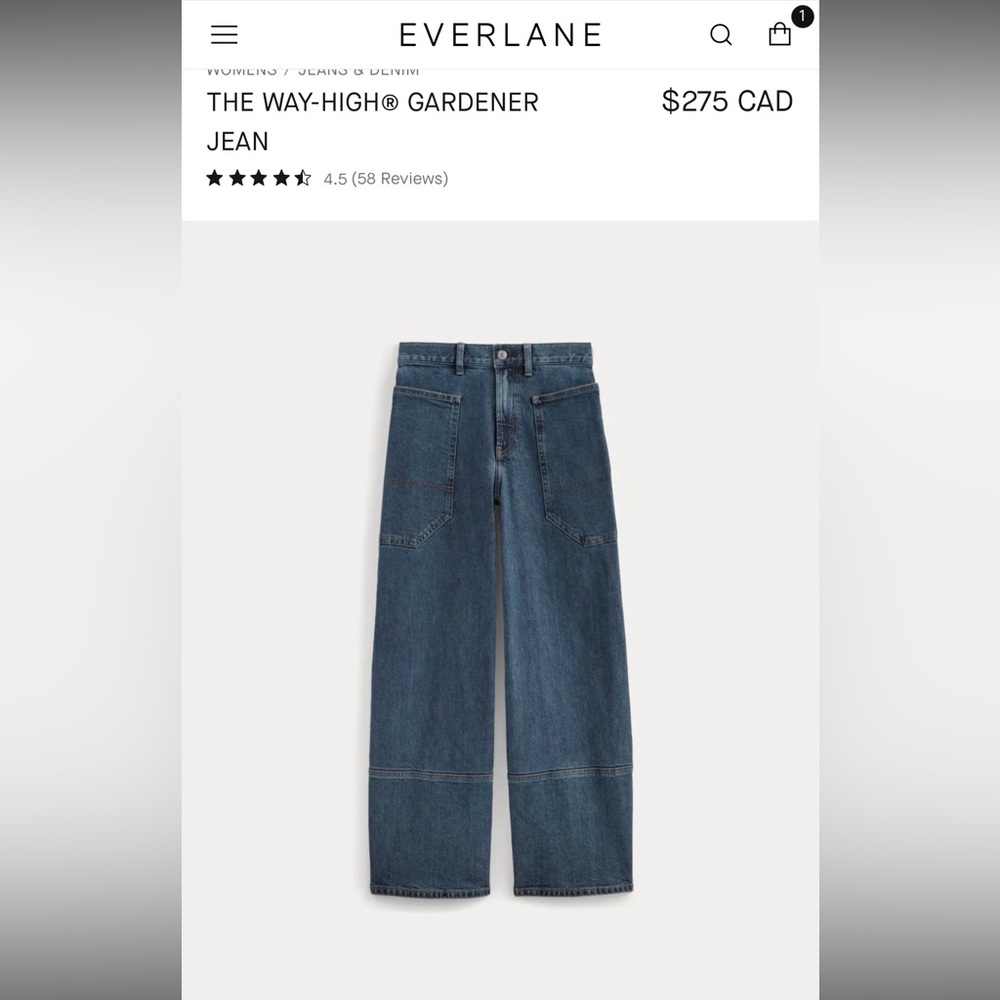 Everlane Gardener Jeans in indigo, full length - size 27 / 28” waist